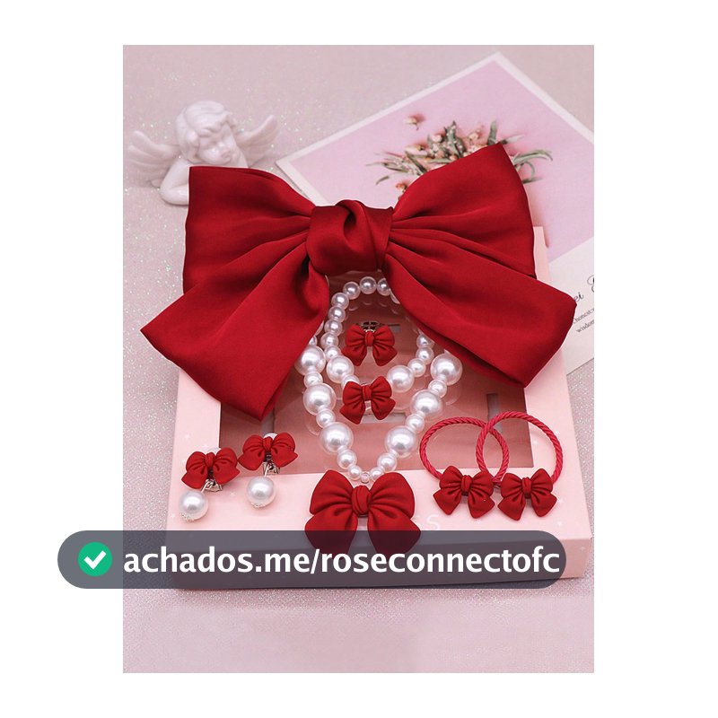 8 Peças Conjunto de Acessórios Infantis, Presilha de Cabelo em Formato de Laço, Elástico de Cabelo, Colar de Pérolas Artificiais, Pulseira, Brincos, Anel, Multicolorido, Presente para Meninas