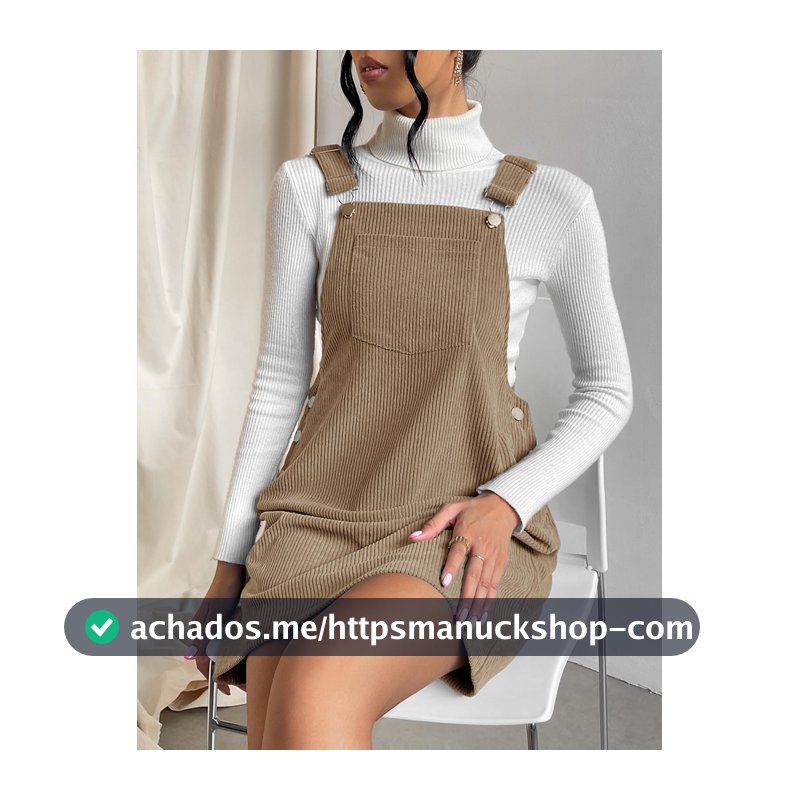 SHEIN EZwear Vestido geral Sólido Bolso remendado Sem camisola