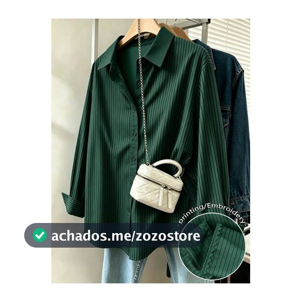 Resyla Camisa Casual de Manga Longa Feminina com Gola de Lapela e Estampa de Listras Verticais