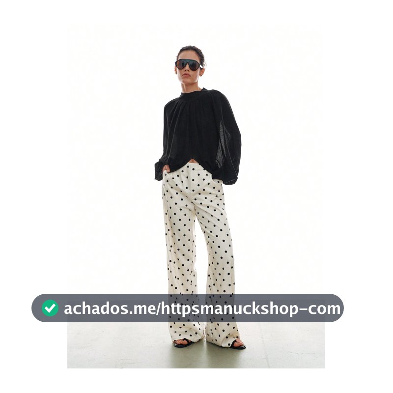 MOTF PREMIUM CALÇA DE PERNA LARGA DE CETIM COM BOLINHAS PARA MULHERES, PRIMAVERA/VERÃO