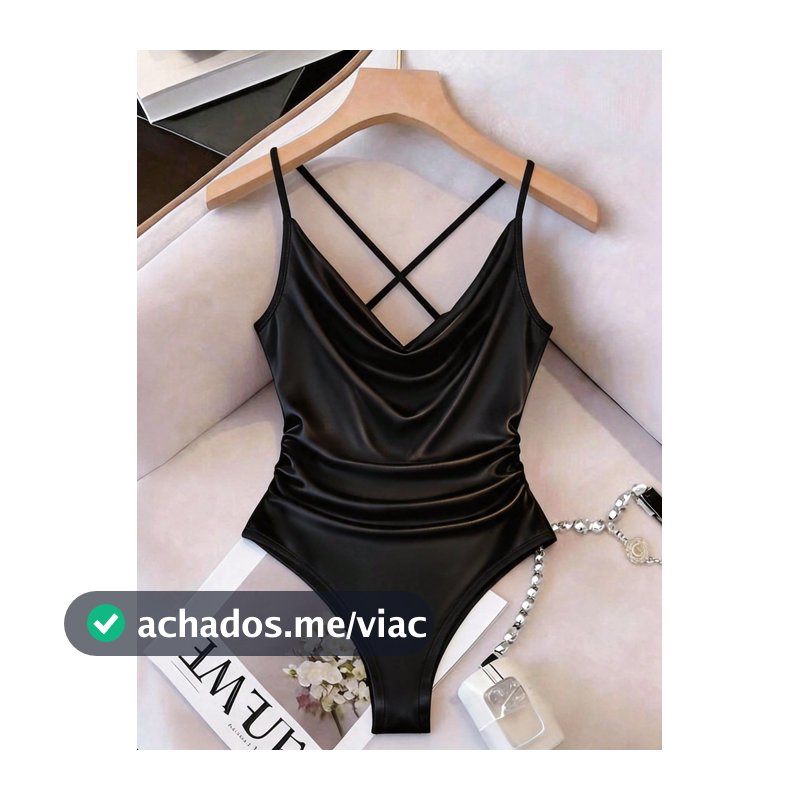 GlowEve CURVE Bodysuit Plus Size Feminino Elegante com Decote Profundo e Cruzado nas Costas, Verão