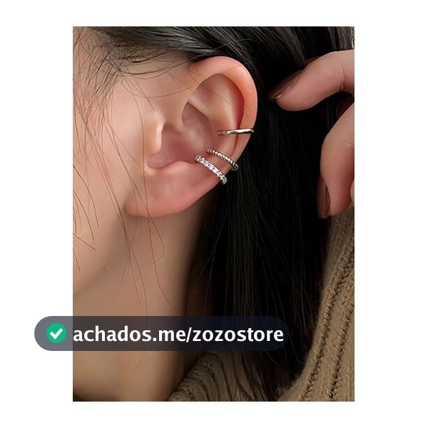 1 Conjunto de 3 Clipes de Orelha Retrô com Formato de C e Pedras de Strass, Adequado para Mulheres