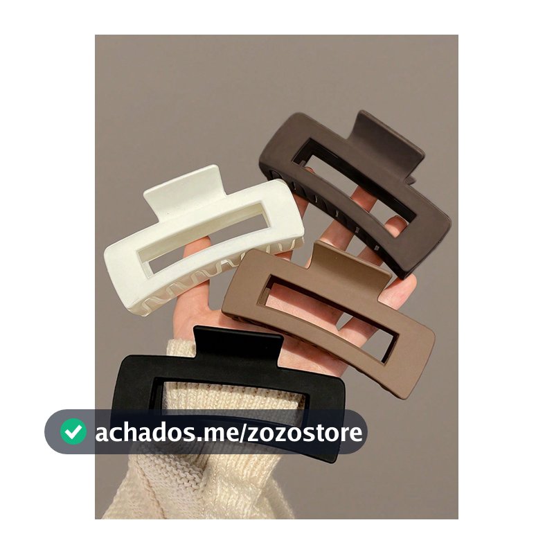 Livesso 4 peças/1 peça Presilhas de Cabelo Quadradas Grandes de Plástico Pretas, Brancas e Marrons de 11cm, Elegantes, Versáteis, Estilo Minimalista, Adequadas para Uso Diário, Festa, Trabalho, Férias - Presilhas de Cabelo para Penteado, Lavagem, Maquiagem, Acessórios de Roupa, Clipes de Cabelo para...