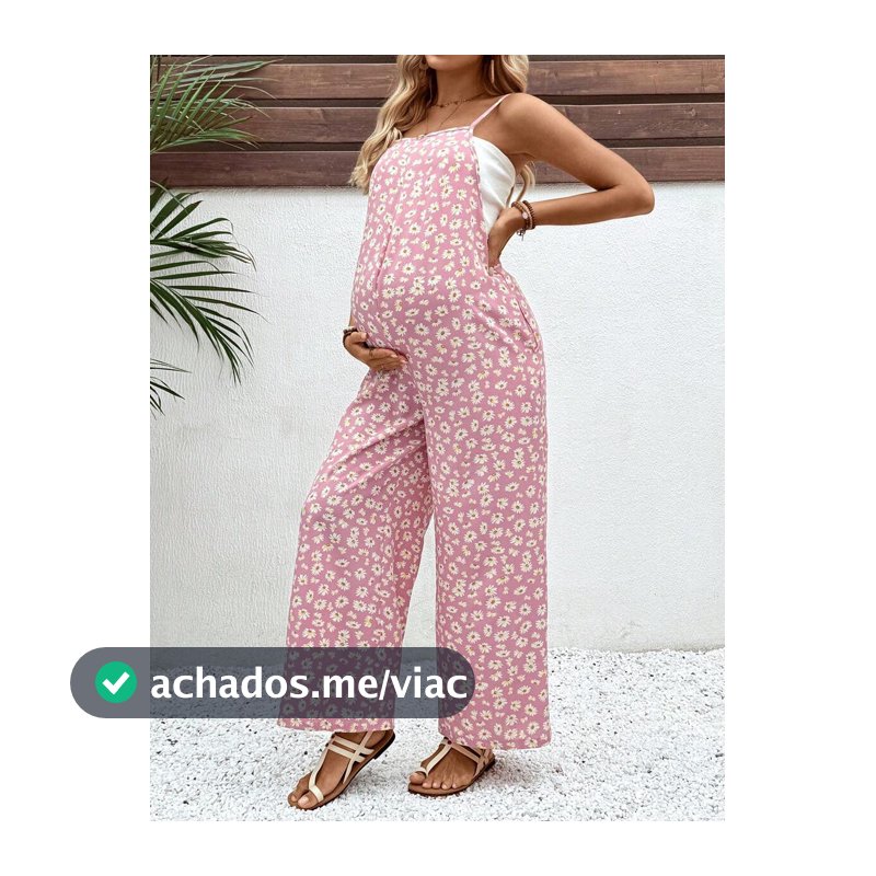 SHEIN Macacão Floral de Maternidade, Casual para Férias