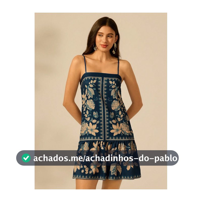 CAJUNI Vestido Casual de Verão para Praia e Férias com Estampa Tropical de Plantas, Alças de Espaguete, Amarração nas Costas, Estilo Boho