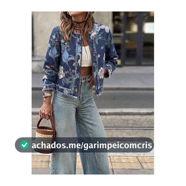 Brillora Jaqueta Denim Feminina Vintage de Outono com Estampa Floral Azul, Casual para o Dia a Dia, Roupa de Feriado, Estilo Cowgirl para Show Country, Look Diurno Cotidiano