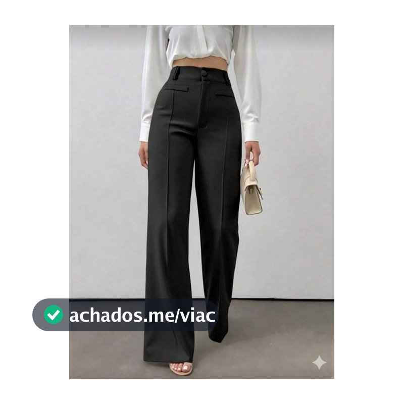 Calça Feminina Em Alfaiataria Cintura Alta Elegante Bolso Fake Verão 2026