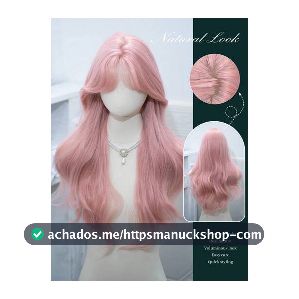alicegarden Peruca Sintética de 26 Polegadas com Estilo Ondulado Natural em um Rosa Deslumbrante. Design de Partição Central, Esta Peça de Cabelo Falso é Perfeita para Ms Halloween Cosplay Uso Diário, Oferecendo uma Peruca Natural e Durável como Presente para Senhoras.