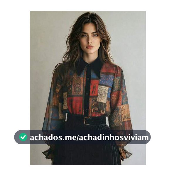 Top de Chiffon com Patchwork de Totem Exótico 2026