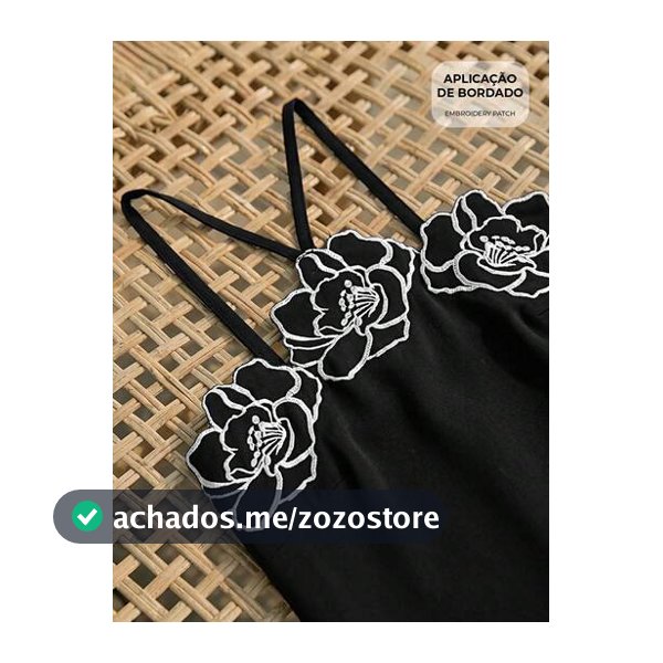 CAJUNI Vestido Mini Elegante com Enfeite de Flor para Férias Chique