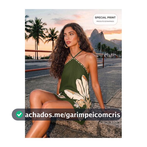 CAJUNI Vestido Mini Retrô Chique de Resort de Férias com Palmeira Dourada
