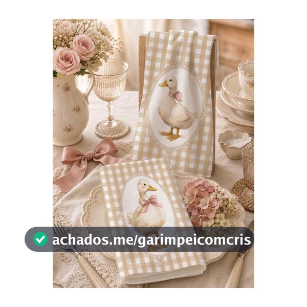 2 Peças Toalhas de Cozinha com Padrão de Pato e Laço Xadrez Marrom & Branco