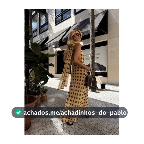 Vestido Longo Maxi com Decote Halter e Costas Abertas, Vestido de Verão Elegante de Chiffon para Férias e Festa, Amarelo com Poá
