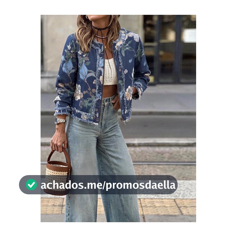 Brillora Jaqueta Denim Feminina Vintage de Outono com Estampa Floral Azul, Casual para o Dia a Dia, Roupa de Feriado, Estilo Cowgirl para Show Country, Look Diurno Cotidiano