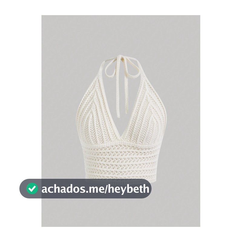 SHEIN MOD Top de Tricô Branco com Decote em V e Alça Halter de Cor Sólida para Festival de Música