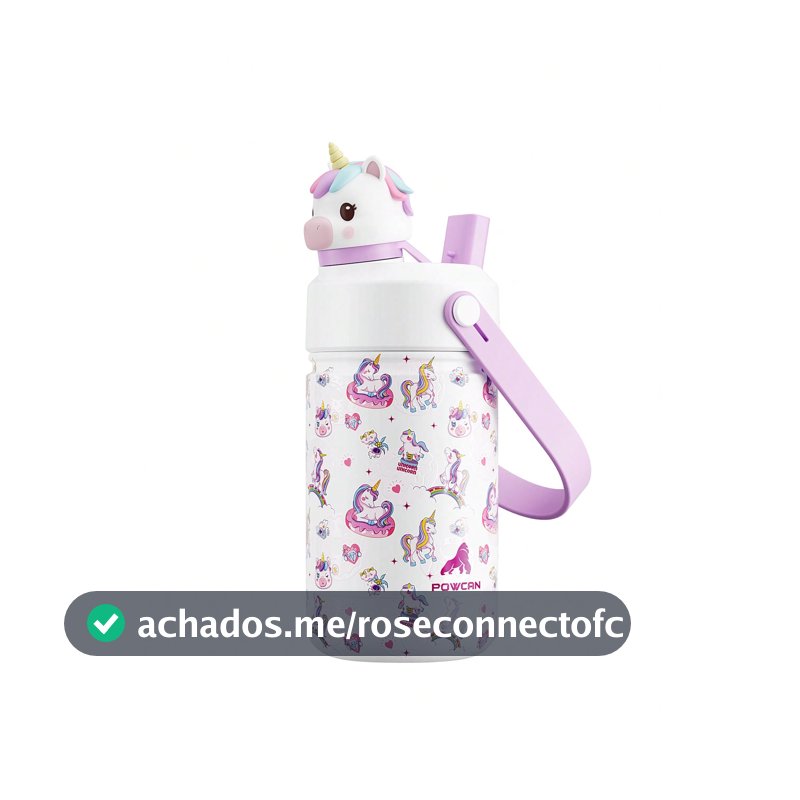 Powcan Copo Térmico Isolado de Aço Inoxidável de 12 oz: Tampa com 2 Canudos, À Prova de Vazamentos, Fácil de Limpar, Adequado para Escola, Viagem, Lazer e Presente