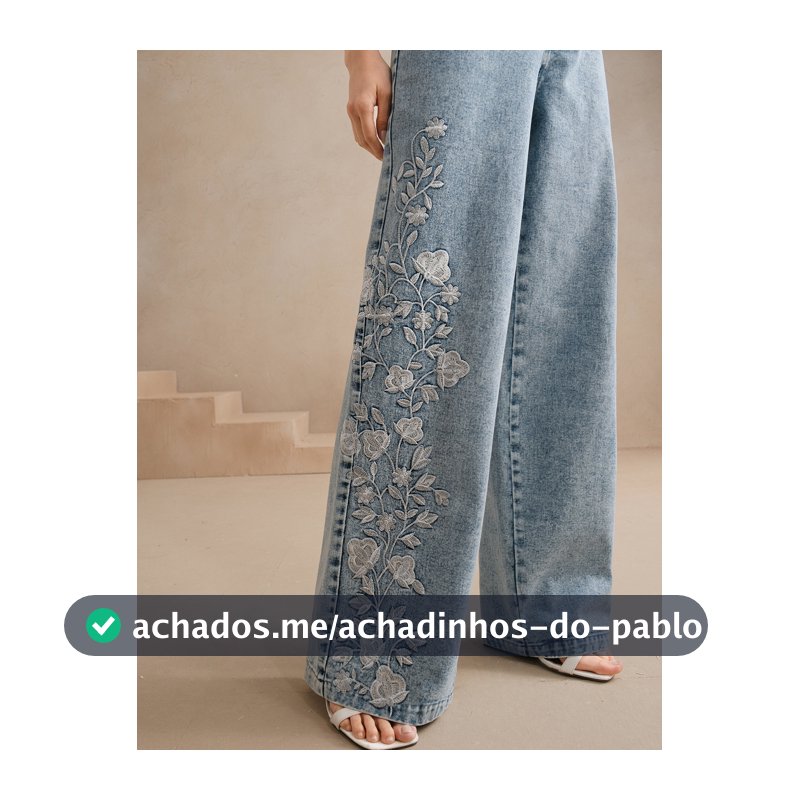 Anewsta Calça Longa Feminina com Design Floral Bordado Elegante, Estilo de Férias, Adequada para o Dia dos Namorados, Ano Novo Chinês