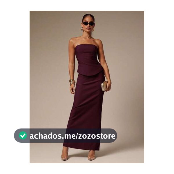 Silquee Conjunto de 2 peças com top bandeau e saia em cor sólida elegante para festa, para mulheres