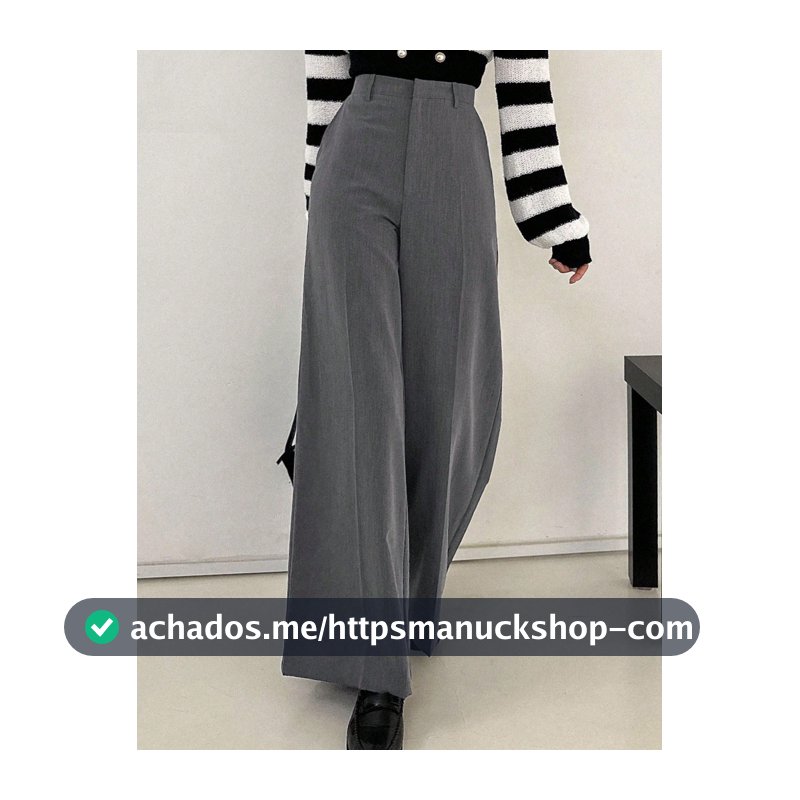 DAZY Calça Wide Leg Casual e Sólida Feminina, Calça Social Feminina