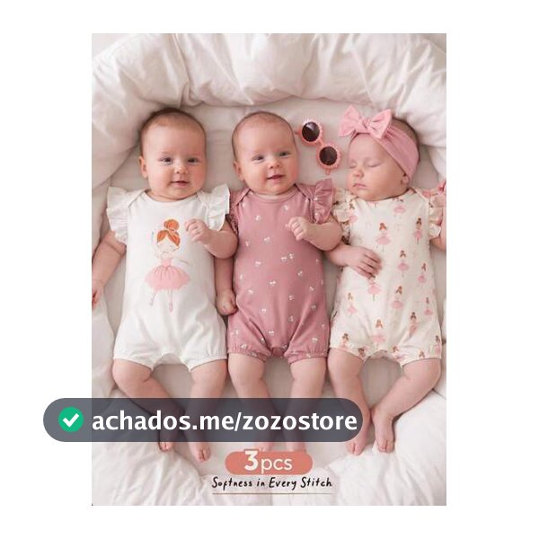 Cozy Pixies Conjunto de 3 Peças de Macacão para Bebê Recém-Nascido