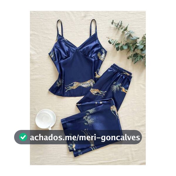 EverLounge Conjunto de Pijama Camiseta Regata e Calça com Estampa de Onça, Confortável