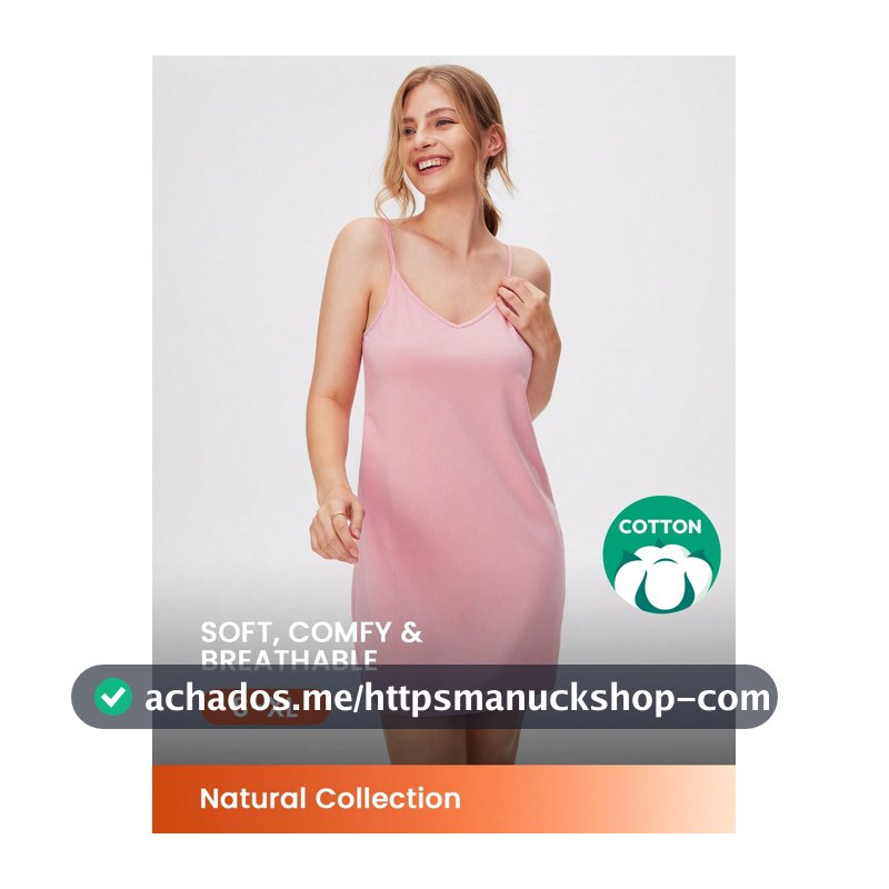 LUVLETTE Vestido Camisola de Pijama Básico de Algodão Macio Sexy Rosa Longo para Mulheres Lingerie como Roupa Externa Itens de Casamento Vestidos de Verão para Mulheres