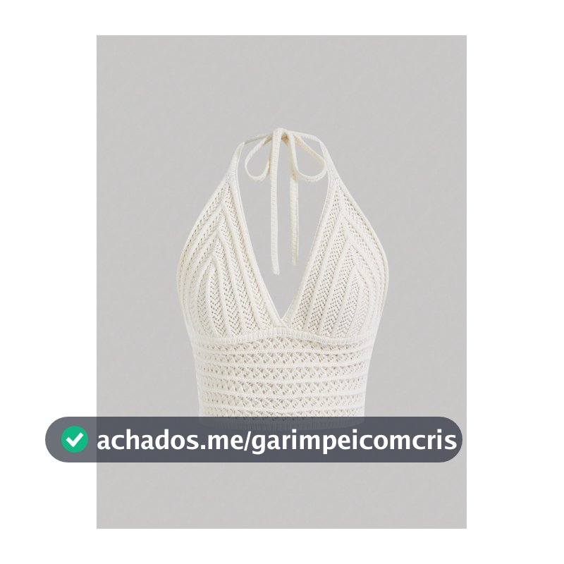 SHEIN MOD Top de Tricô Branco com Decote em V e Alça Halter de Cor Sólida para Festival de Música