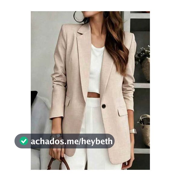 Blazer Feminino de Cor Sólida com Decote em V e Manga Longa, Jaqueta Leve e Fina de Abotoamento Único, Adequado para Escritório, Trabalho Remoto, Uso Diário, Todas as Estações