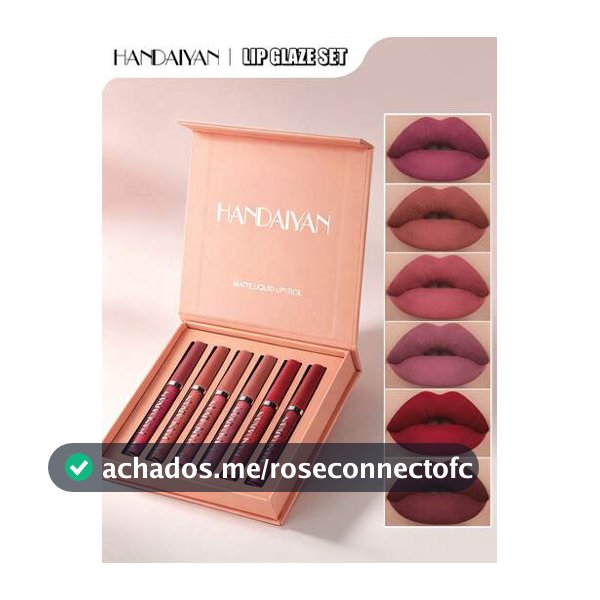 HANDAIYAN Conjunto de Brilho Labial Fosco, À Prova d'Água & Não Mancha, Conjunto de Maquiagem Fosca Popular de 6 Peças, Conjunto de Brilho Labial & Esmalte Labial (2,5ml6) - Reduz Linhas Finas dos Lábios, Mancha Labial, Adequado para Moda Y2K, Halloween, Natal, Maquiagem Diária, Conjunto de Presente...