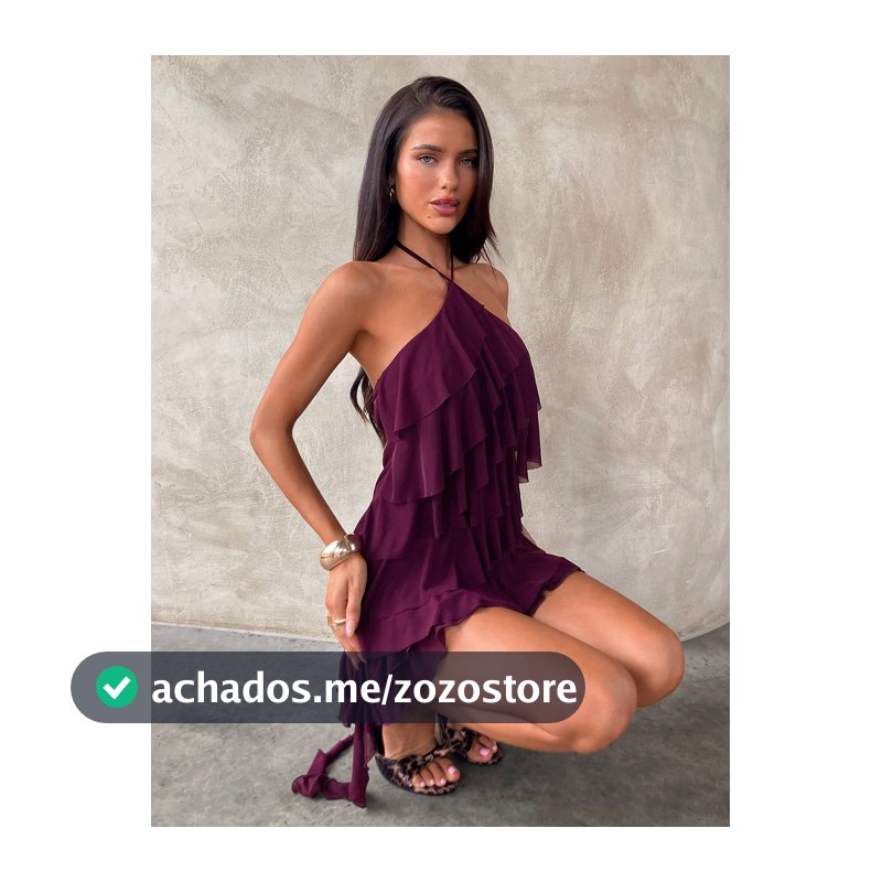 Aloruh Novo Vestido Mini Assimétrico de Verão/Primavera, Elegante, Boêmio e Sexy, com Decote em Halter, Babados Multicamadas na Cintura, Bainha de Babados em Tule, Adequado para o Dia dos Namorados e a Temporada de Casamentos