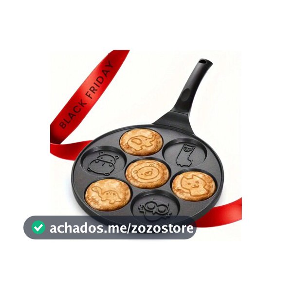 Frigideira Multiuso de Alumínio com 7 Moldes Fofos de Desenho Animado - Ideal para Ovos, Panquecas e Bolinhos
