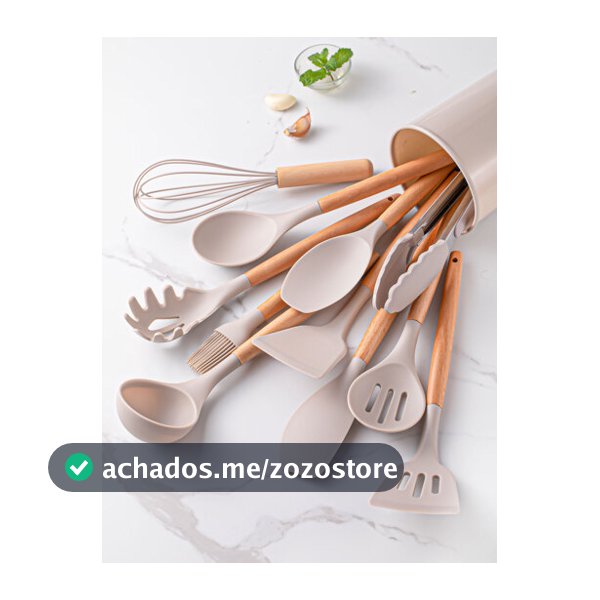 12 Peças Silicone Conjunto De Utensílios De Cozinha , Simples Cabo De Madeira Multiuso Conjunto De Ferramentas Gadget De Cozinha Para Cozinha