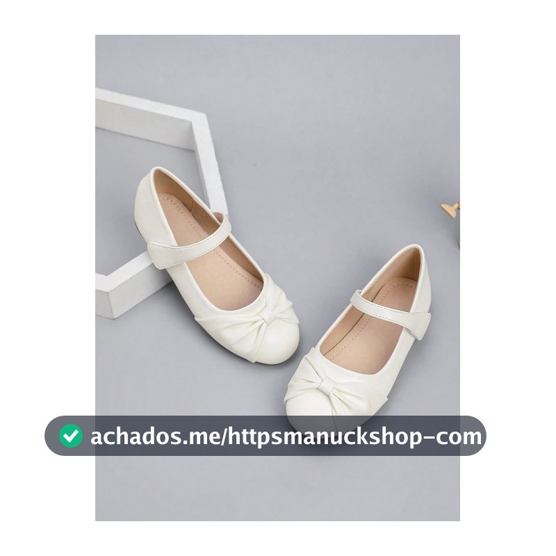 1 Par de Sapatilhas Planas Elegantes com Laço Decorativo para Meninas, Adequadas para Primavera/Verão