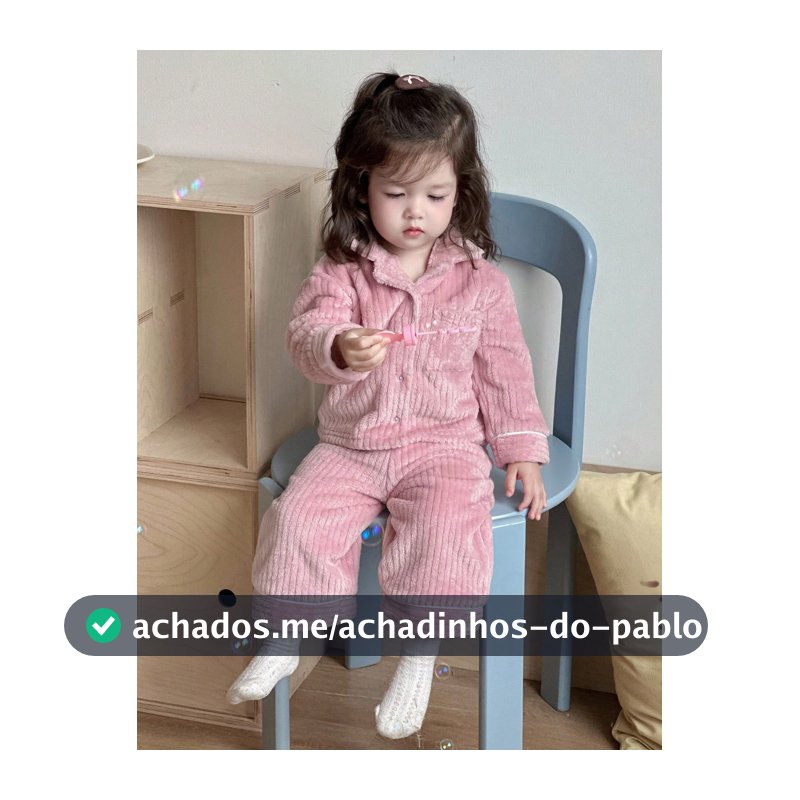 DAZY Conjunto de Pijama com Top de Botão de Manga Longa e Calça em Fleece para Meninas Bebê, Roupas para Meninas Pequenas