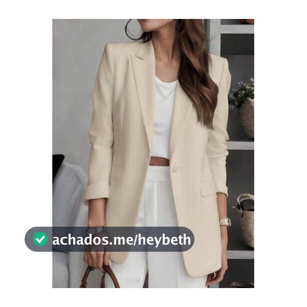 Blazer Feminino de Cor Sólida com Lapela Entalhada e Bolsos