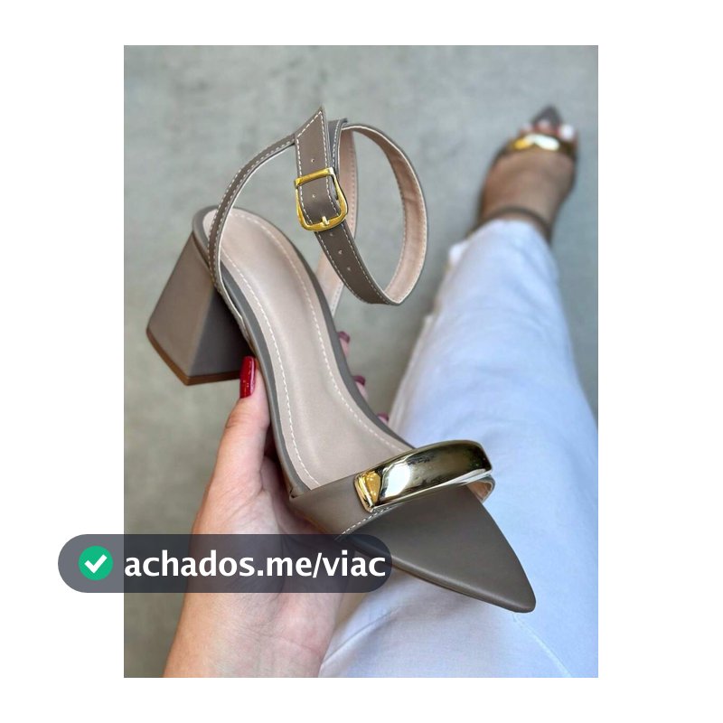 Sandália Bico Folha Salto Alto