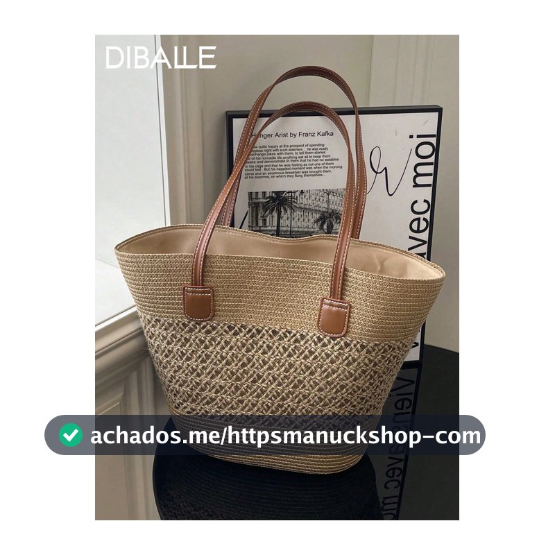 Bolsa Tote de Palha de Grande Capacidade 2026, Bolsa de Ombro Versátil e Fashion para Uso Diário, Bolsa Tote de Palha Trançada para Praia, Férias e Viagem, Presente