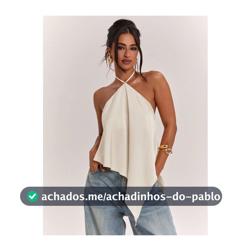 SHEIN BAE Regata Feminina Casual de Férias Primavera/Verão com Gola Halter, Costas Abertas, Bainha Assimétrica, Amarela Lisa em Cetim, Adequada para Férias na Praia, Férias na Praia, Férias Casuais com Irmãs, Regata Elegante, Regata de Cetim Prática, Regata de Cetim Amarela, Regata Elegante