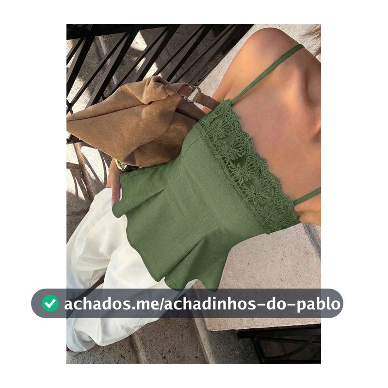 Siren Gaze Regata Feminina com Renda em Contraste, Verde Oliva, Elegante para Férias e Verão, Top de Verão