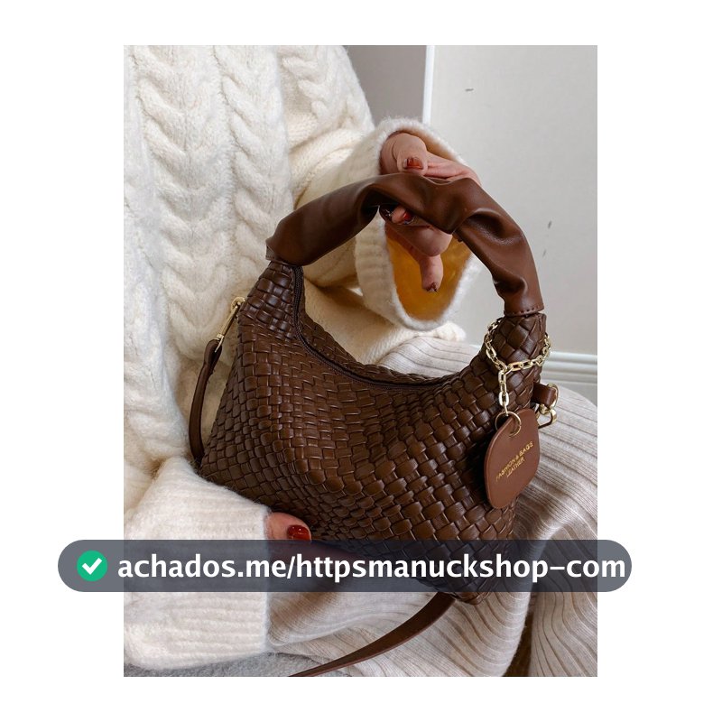 Nova Bolsa De Ombro Simples De Moda Feita De Pu Dobrável E Trançado Em Duas Cores, Para Toda Ocasião