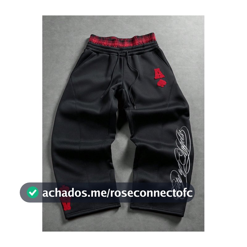 PAVTROS Calça de Moletom Masculina Estilo Streetwear Jovem, Mais Vendida INS, Conjunto com Toalha, Bordado, Aplicação Estrutural, Patchwork, Xadrez Tecido Colorido, Cós Duplo, Perna Curva, Casual Streetwear, Presente para Namorado/Marido, Presente de Aniversário, Preto