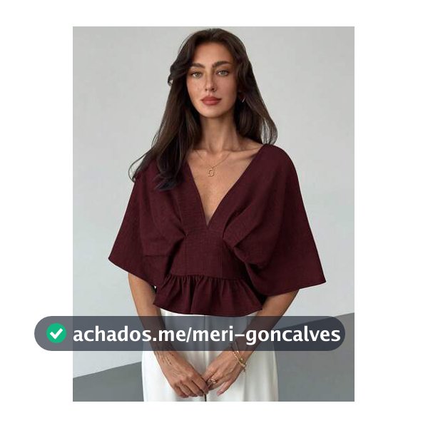 Aloruh Top Feminina Simples de Cor Sólida com Decote em V e Bainha com Babados