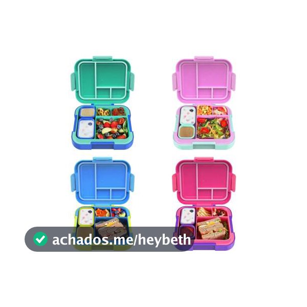 Caixa Bento - Caixa de Almoço Grande de 4,8 Xícaras com 2 Recipientes Modulares - 4 Compartimentos, À Prova de Vazamentos, Alça Portátil, Própria para Micro-ondas/Lava-louças, Ideal para Escola, Trabalho e Viagens, Cozinha, Presente de Natal, Suprimentos Escolares