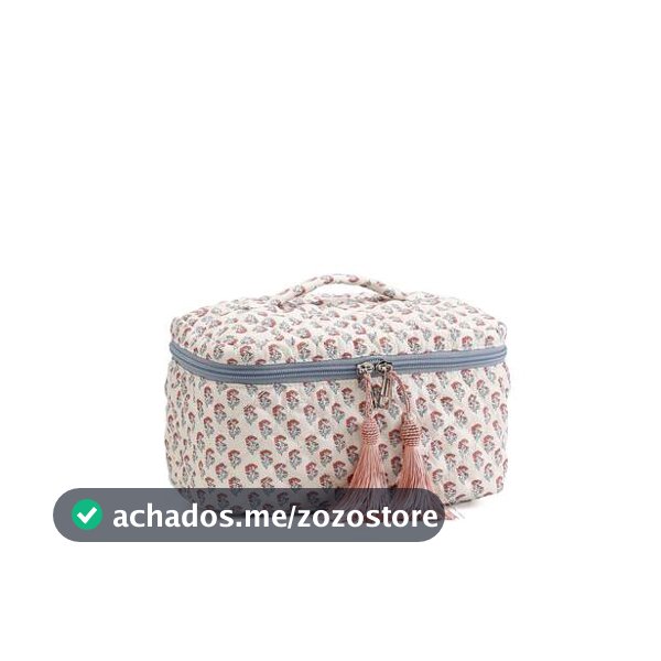 Bolsa de Cosméticos Acolchoada com Estampa Floral de Grande Capacidade, Nécessaire de Viagem Portátil e Fofa com Flores, Bolsa de Maquiagem, Bolsa de Higiene Pessoal, Armazenamento de Maquiagem, Essenciais para Férias