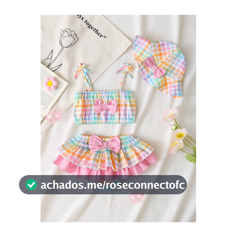 3 Peças/Conjunto Bebê/Bebê Menina, Regata Casual Fofa Estampa Xadrez, Top Bralette e Calça Triângulo com Conjunto de Chapéu