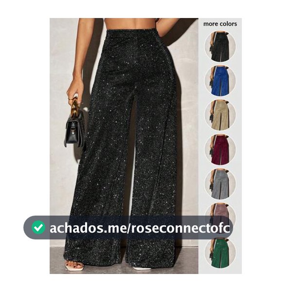 SHEIN SXY Calça de Cintura Alta e Perna Larga em Material Malha Brilhante e Casual para Mulheres