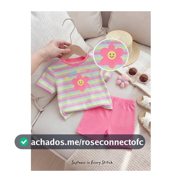 Cozy Pixies 2 Peças Conjunto de Top de Manga Curta de Gola Redonda Macia com Estampa Floral e Shorts de Cintura Elástica para Menina Bebê