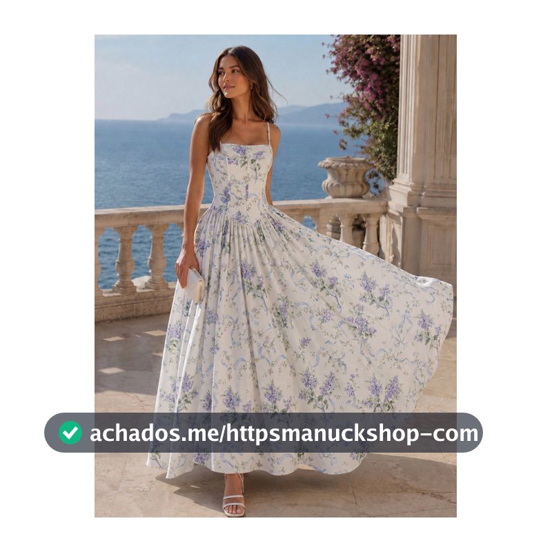 Perirose Vestido Longo Feminino Branco com Estampa Floral Romântica Boêmia Estilo Pastoral Alças Finas Busto Ajustado Saia Fluida Adequado para Festa de Outono Casamento
