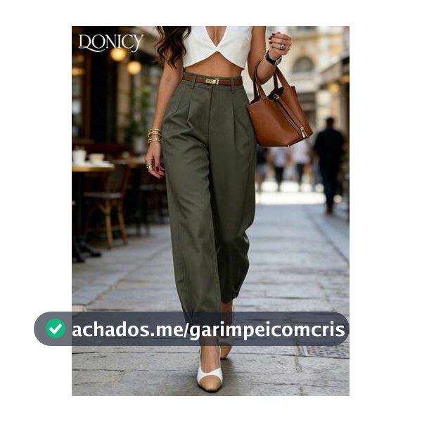DONICY Calça Feminina Verde Exército Sólida de Perna Larga, Tecido Plissado Texturizado Elegante, Adequada para Escritório e Uso Diário em Todas as Estações (Sem Cinto)