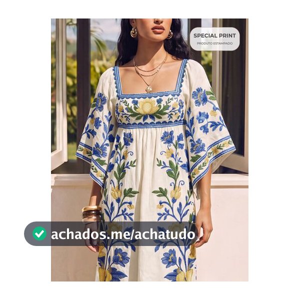CAJUNI Vestido de Férias da Moda com Estampa Floral, Decote Quadrado e Manga Flare para Mulheres